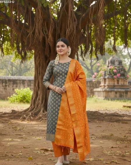 Banarasi Jacquard Unstitched Suit Material with Cotton Silk Bottom!