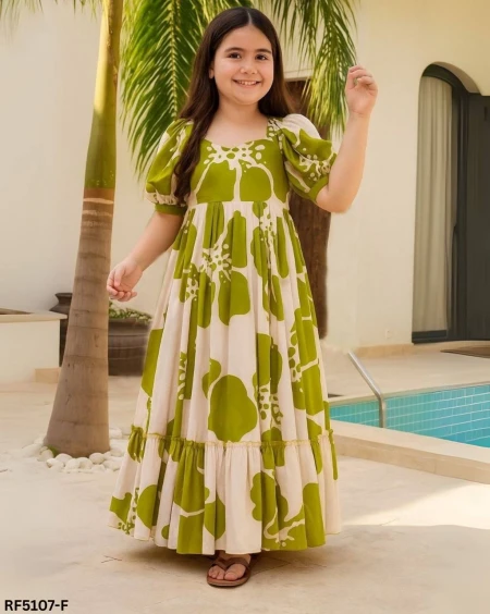 Cute Rayon Kid’s Maxi Dress with Digital Print!