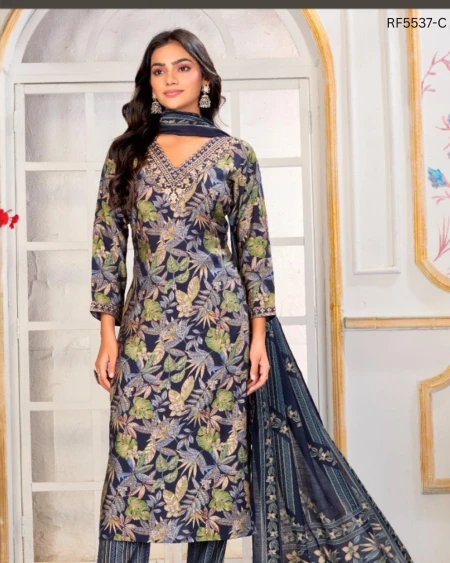 Chanderi Embroidered Kurti Set with Printed Dupatta!