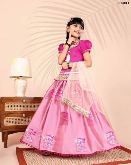 Beautiful Jacquard Art Silk Kid’s Pavadai Collection!