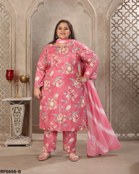 Plus Size Premium Lichi Viscose & Rayon Handwork Kurti Set Elegant Party & Festive Wear!
