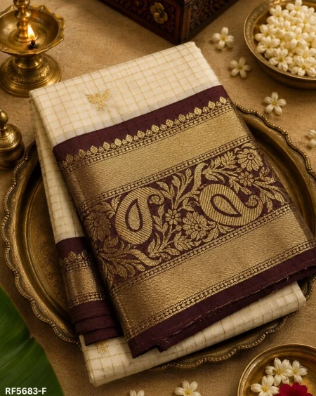 Soft Silk Digital Checks Print Saree!