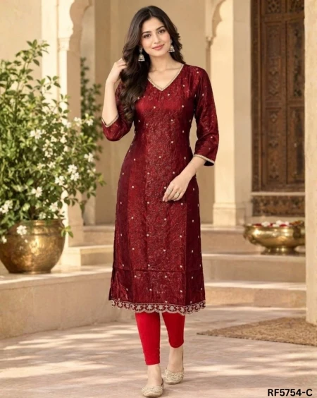 Elegant Fendy Embroidered Long Kurti – Stylish Party & Festive Wear for Women!