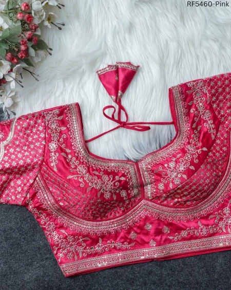 Satin Mosc Embroidered Readymade Blouse Princess Cut!