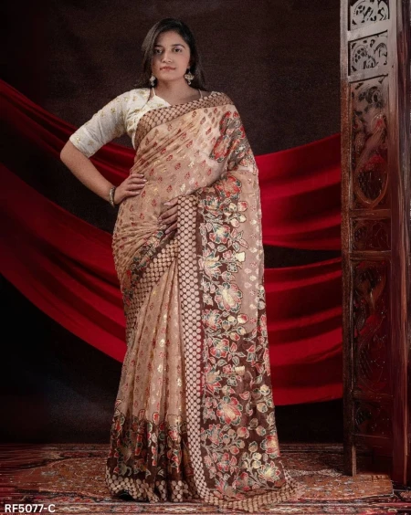 Premium Braso Saree – Foil Print Detailing & 4 Stunning Shades!