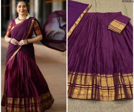 Kanchi Cotton Zari Weaving Lehenga Set with Georgette Dupatta!