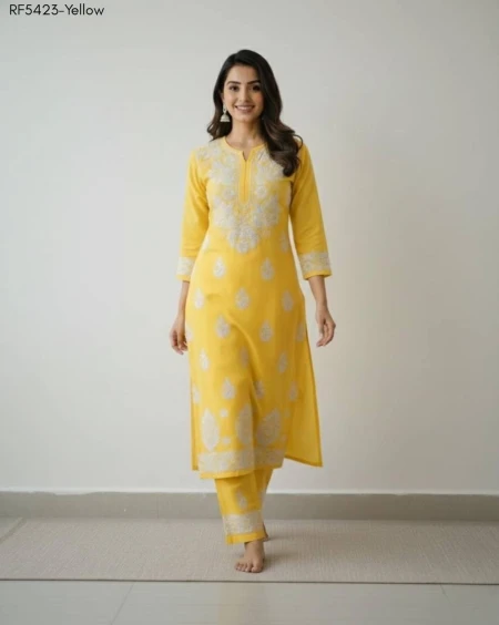 Cotton Embroidered Kurti Pant Set Comfortable Ethnic Daily Wear for Women!