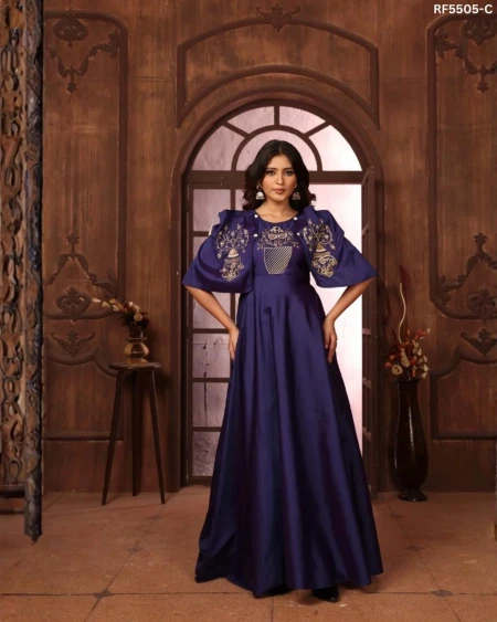 Triva Silk Embroidered Gown with Full Lining!