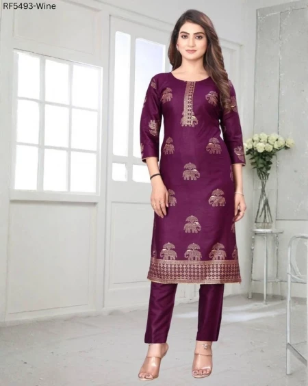 Rayon Foil Print Kurti Pant Set Stylish Ethnic Wear!