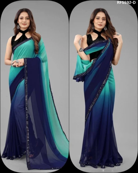 Two Shade Georgette Saree with Sequence Lace Border!