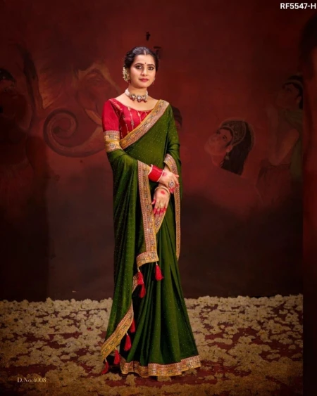 Vichitra Saree with Swarovski Sequence Border!