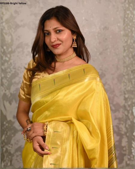 Elegant Paithani Silk Saree with Golden Zari & Meenakari Motifs!