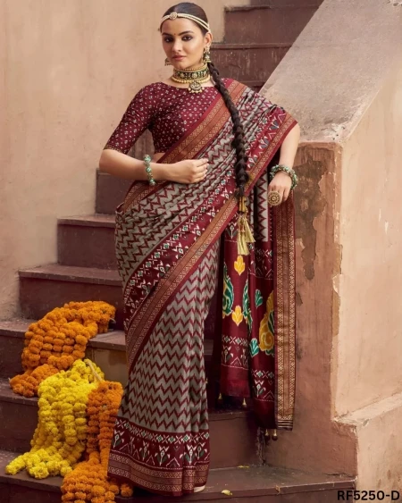 Luxury in Every Drape – Elegant P.V Silk Printed Saree!
