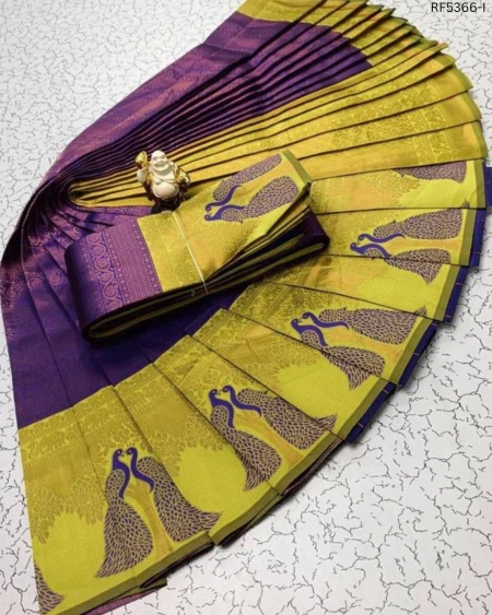 Premium Pure Banarasi Silk Saree with Floral Meena Design & Heavy Zari Rich Pallu