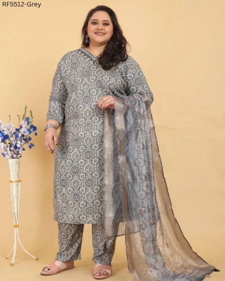 Plus Size Rayon Handwork Kurti Set with Najmin Dupatta for Women!