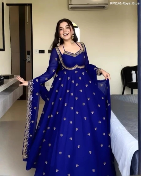 Stylish Embroidered Gown Set – Perfect Deepawali Collection!