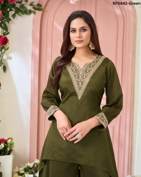 Chinon Embroidered Indo Western Top Palazzo Set Stylish Fusion Wear!