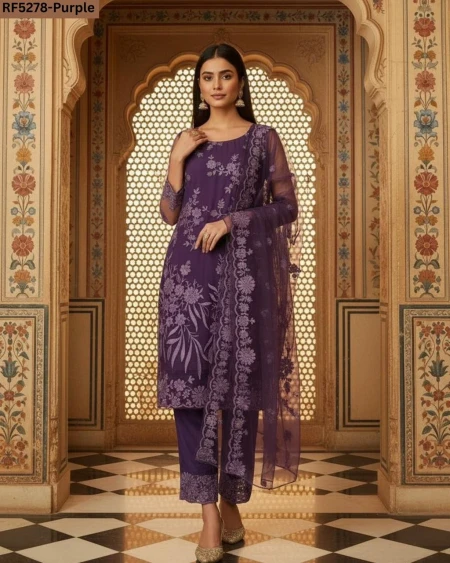 Elegant Net Kurti Set with Embroidery & Silk Blend Dupatta!
