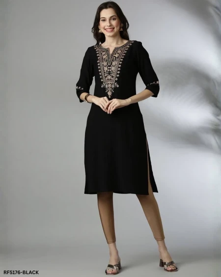 Viscose Rayon Embroidered Kurti  Elegant & Comfortable!