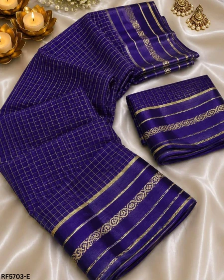 Elegant Viscose Georgette Digital Checks Print Saree – Stylish Traditional Wear for Women!