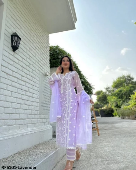 Elegant Organza Kurti Set with Embroidered Detailing!