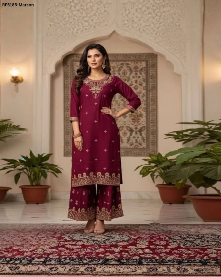 Premium Rayon Foil Print Kurti Sharara Set- Rich festive look!