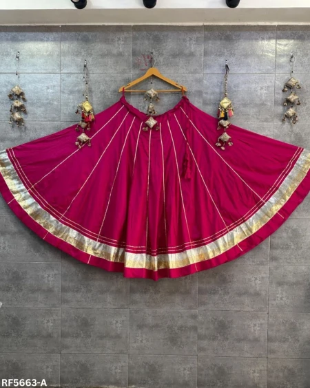 Rayon Cotton Full Flare Skirt with Heavy Lampi Border Elegant Ethnic Wear for Women.