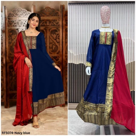 Exclusive Vichitra Silk Gown Set for Special Occasions!