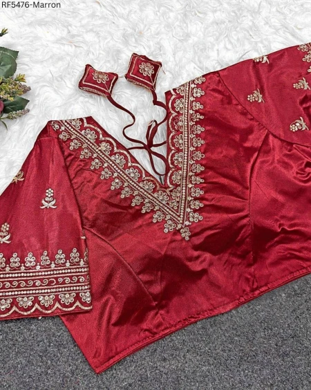 Satin Mosc Embroidered Readymade Blouse!