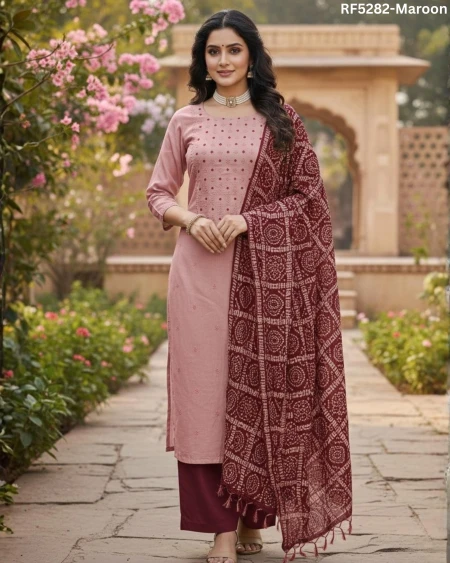 Premium Jacquard Gaji Silk Unstitched Suit Material with Matching Dupatta!
