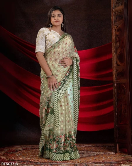 Premium Braso Saree – Foil Print Detailing & 4 Stunning Shades!