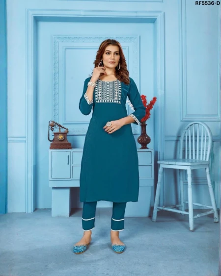 Wrinkle Cotton Embroidered Kurti Set with Two Pockets  daily Wear!