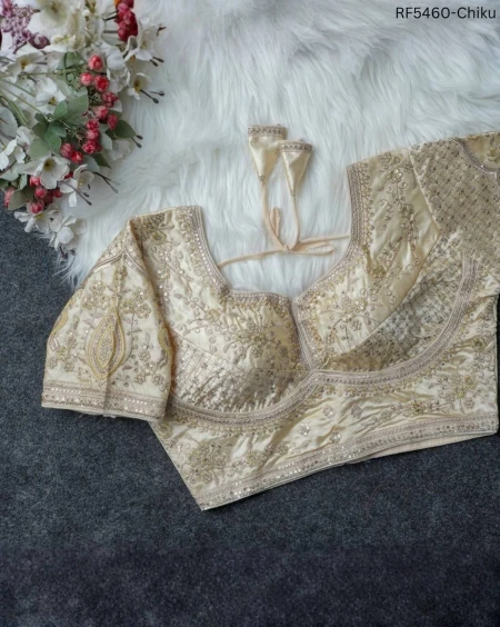 Satin Mosc Embroidered Readymade Blouse Princess Cut!