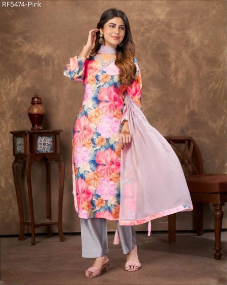 Chanderi Handwork Kurti  Set with Najmin Dupatta Wear for Women!
