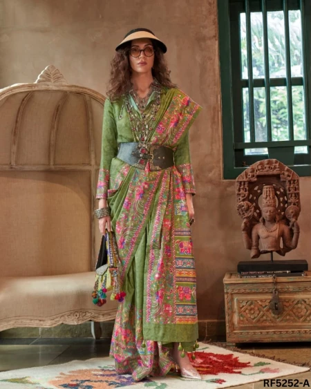 Shine with Every Step – P.V Silk Saree with Position Print & Star Work!