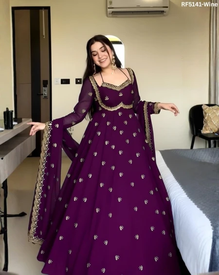 Stylish Embroidered Gown Set – Perfect Deepawali Collection!