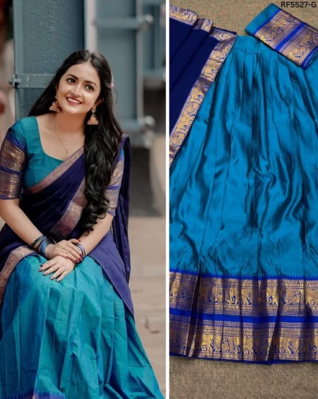 Kanjivaram Silk Zari Weaving Lehenga Set with Georgette Dupatta!