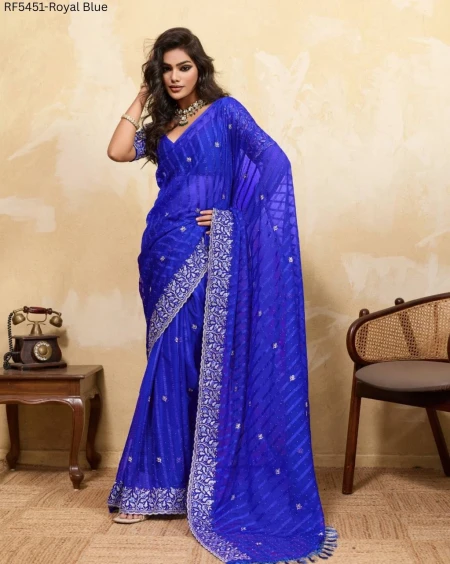 Chiffon Multi Panel Work  Saree with Matching Blouse!