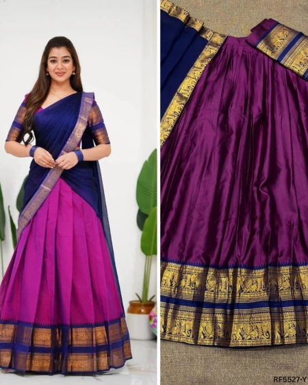 Kanjivaram Silk Zari Weaving Lehenga Set with Georgette Dupatta!