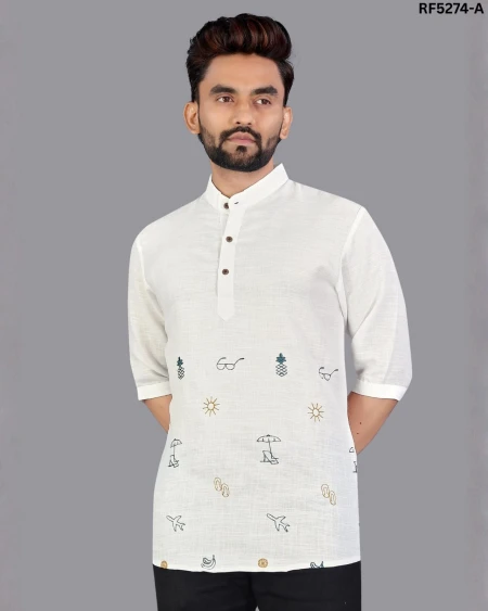 Handwoven Linen Jippa with Chinese Collar & 3/4th Sleeves!