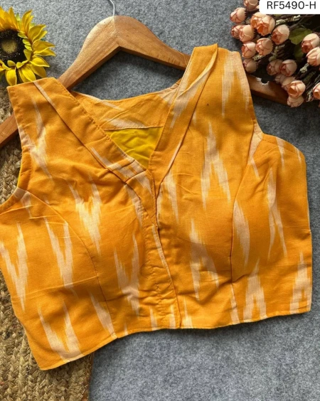 Ikkat Handloom Cotton Kurti Boat Neck Readymade blouse!