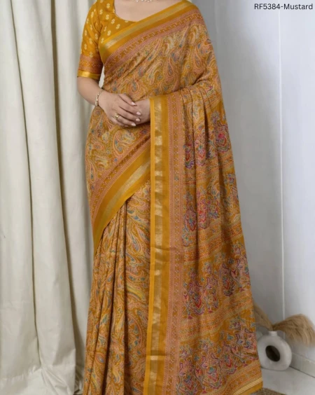 Elegant Silk Saree with Traditional Ajrakh Design!