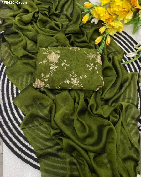 Rangoli Silk Saree with Beadswork Sequins Embroidery Blouse Elegant Festive Wear for Women!