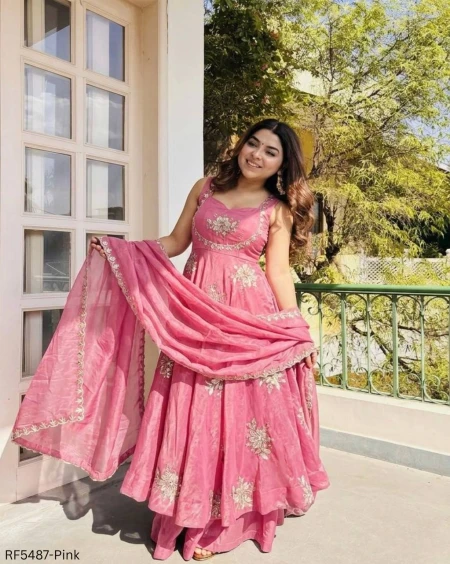 Fendy Silk Embroidered Sharara Set with Lace Border Dupatta!