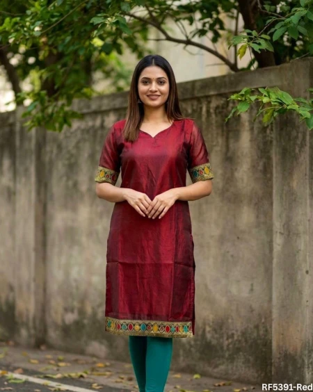 Elegant Fendi Satin Kurti with Inner – Stylish Party Wear Top!