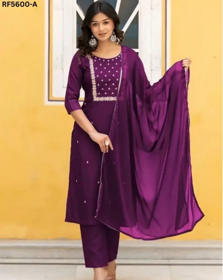 Slub Rayon Kurti Set with Nazmin Dupatta Elegant Ethnic Wear!