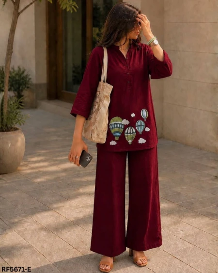 Heavy Dabbu Cotton Embroidered Co-ord Set Stylish Ethnic Wear for Women!