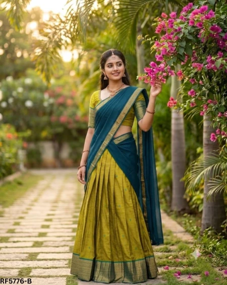 Kanchi Cotton Lehenga Choli with Zari Weaving & Georgette Dupatta