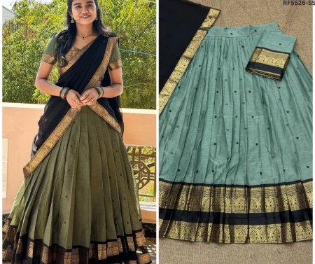 Kanchi Cotton Zari Weaving Lehenga Set with Georgette Dupatta!