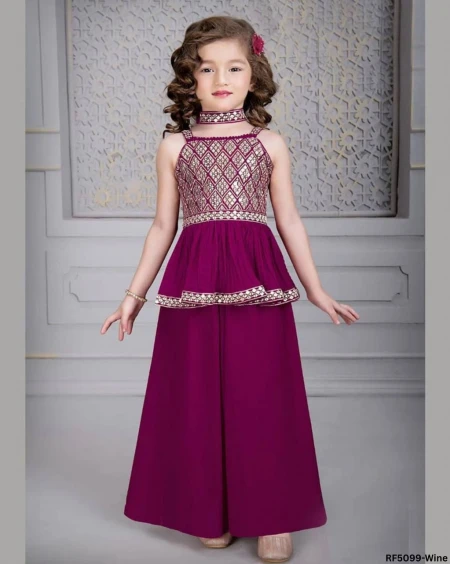 Stylish Kids Palazzo Set with Dupatta – Sequence Embroidery!